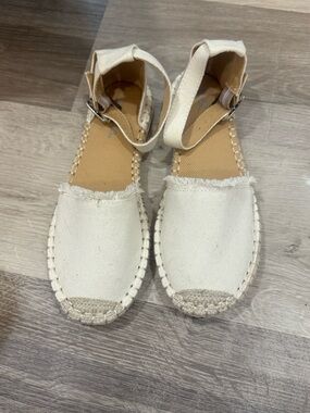 Soda Cream Canvas Ankle-Strap Espadrille Flats